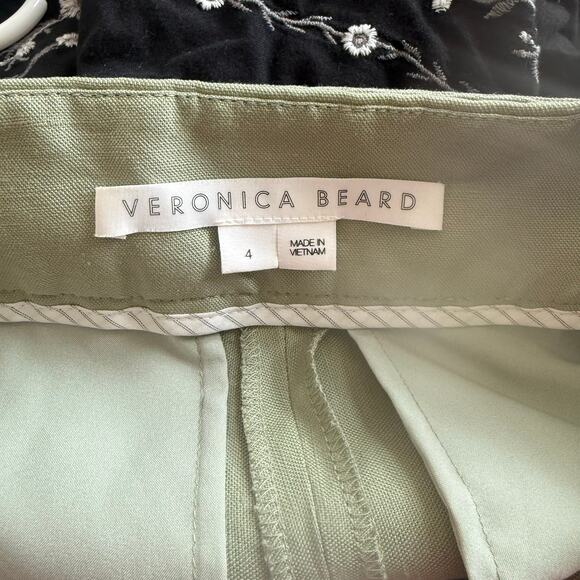 Veronica Beard Rimini Belted Pleated Linen Wide Leg Trouser Pants Sage Green 4 - Picture 7 of 9